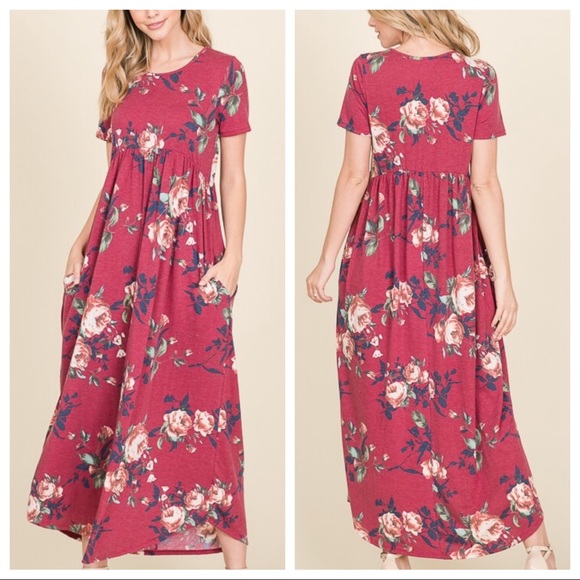 Floral print side pocket maxi dress - Picture 5 of 8